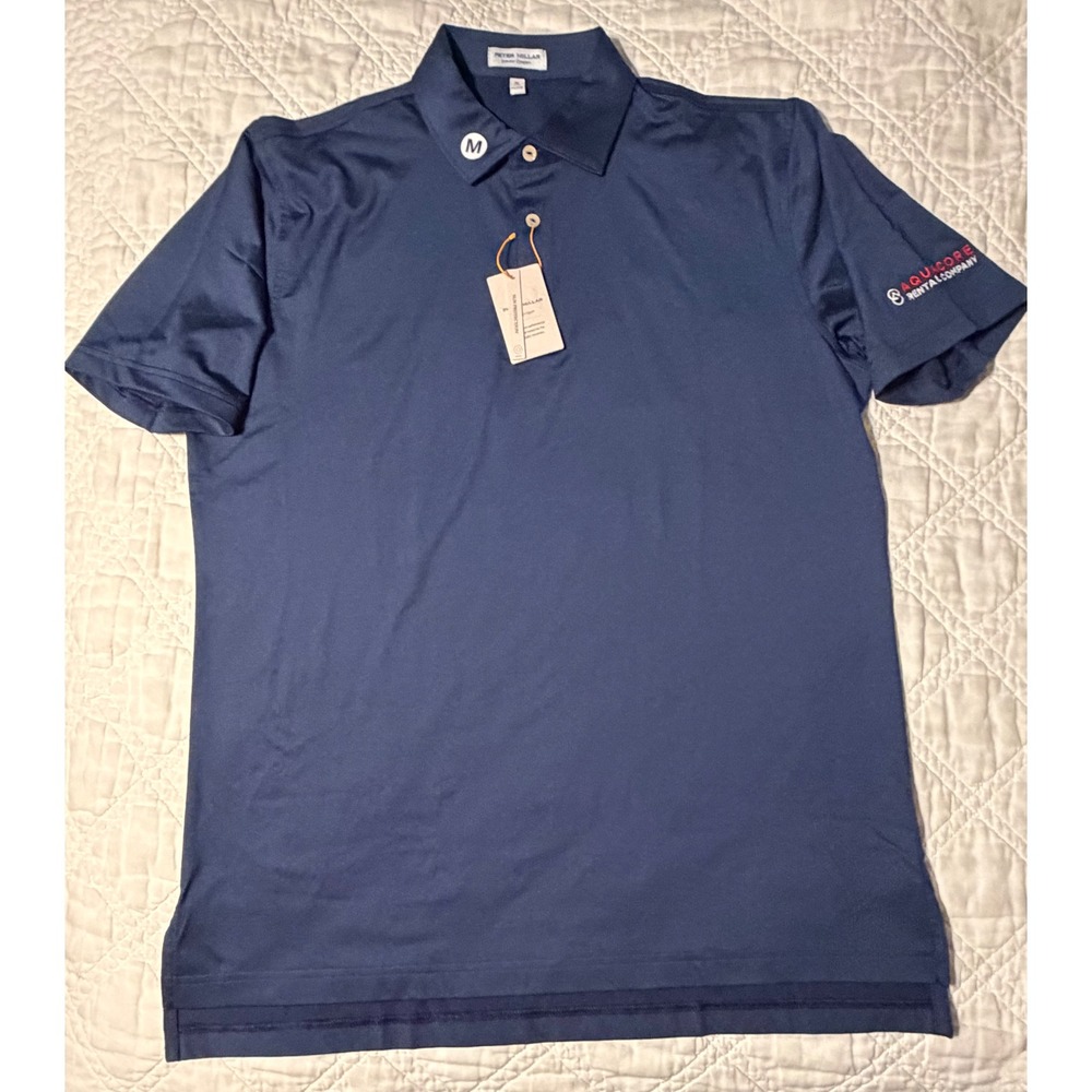 Peter Millar Polo Shirt Mens M Navy Blue Summer Comfort Crown Sport performance
